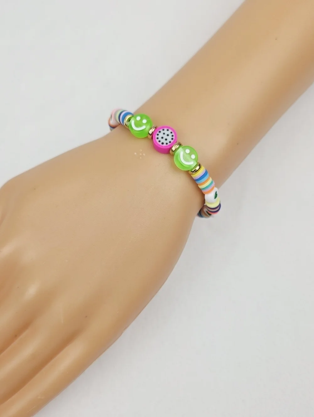 Handmade Clay Bead Multi Color Smiley Face Fruit Bracelet